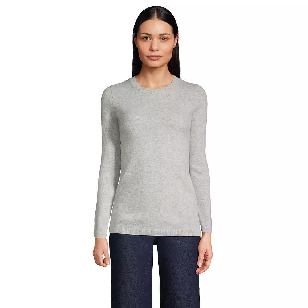 Women's Lands' End Crewneck Cashmere Sweater, Size: Medium, Gray Grey Product Image