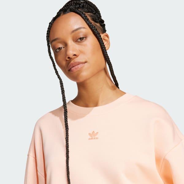 adidas Essentials Fleece Long Oversized Crew Sweatshirt Black L Womens Product Image