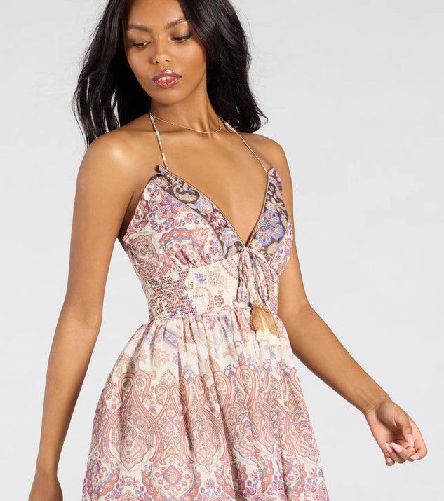 Spring Fling V-Neck Paisley Skater Dress Product Image