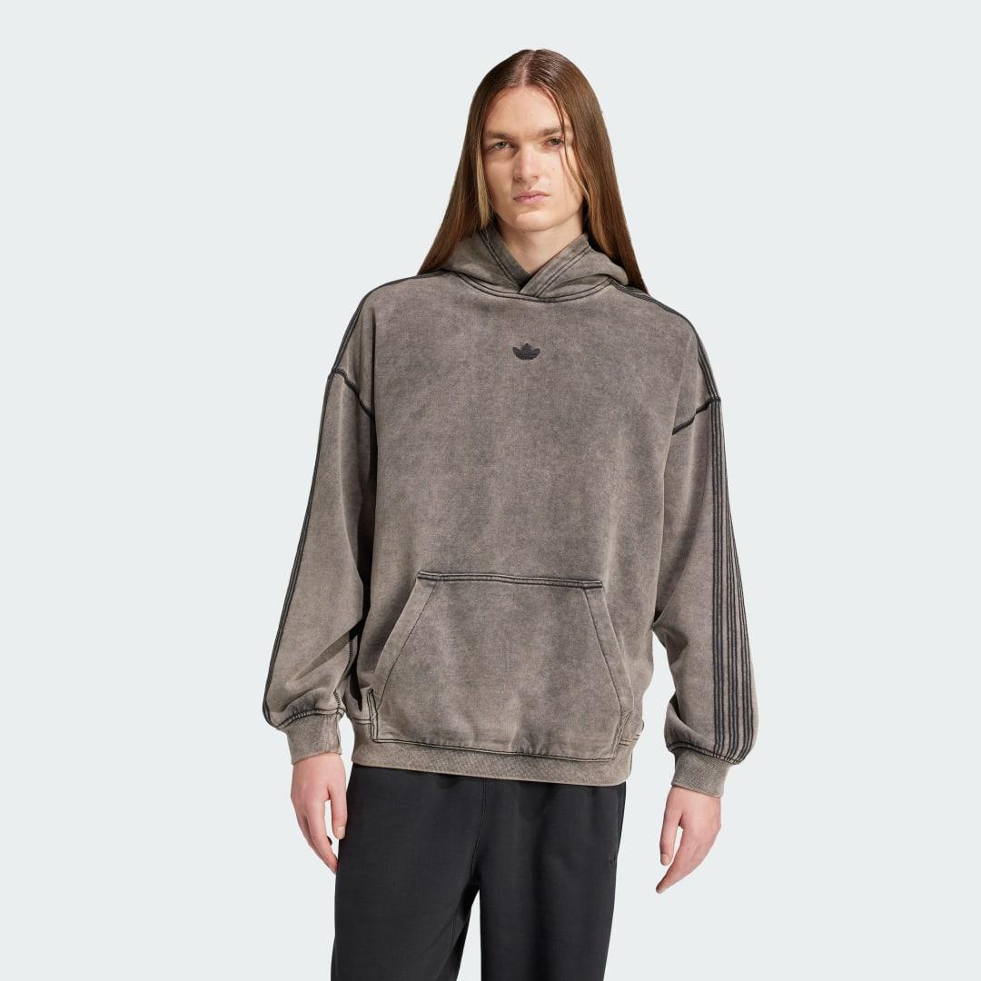 adidas Premium Essentials Retro Washed Hoodie Black L Mens Product Image