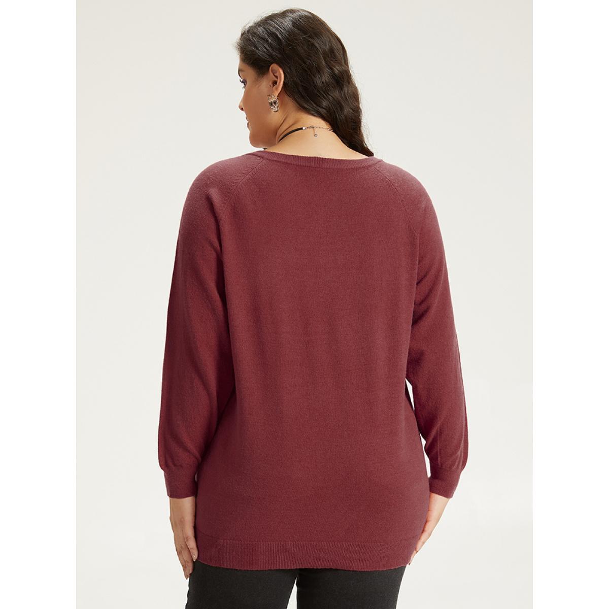Plus Size Halloween Graphic Pumpkin V Neck Pullover Scarlet Women Casual Loose Long Sleeve V-neck Dailywear Pullovers BloomChic 18-20/2X Product Image