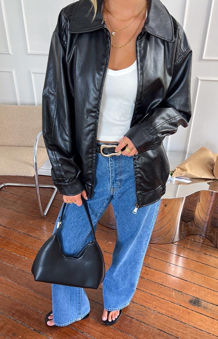 Abbi PU Black Bomber Jacket Girls Product Image