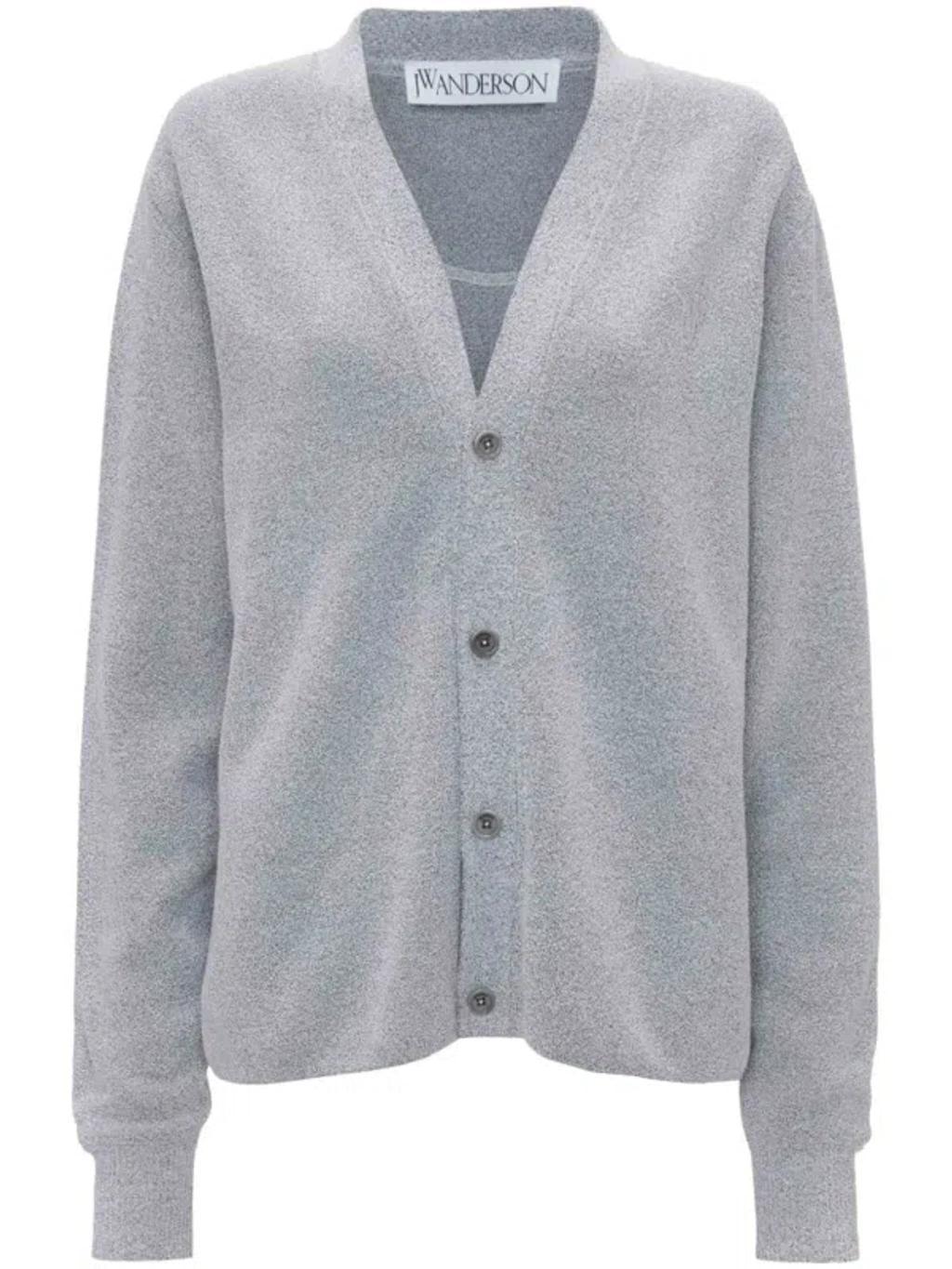 JW ANDERSON Bouclé Cardigan In Grey Product Image