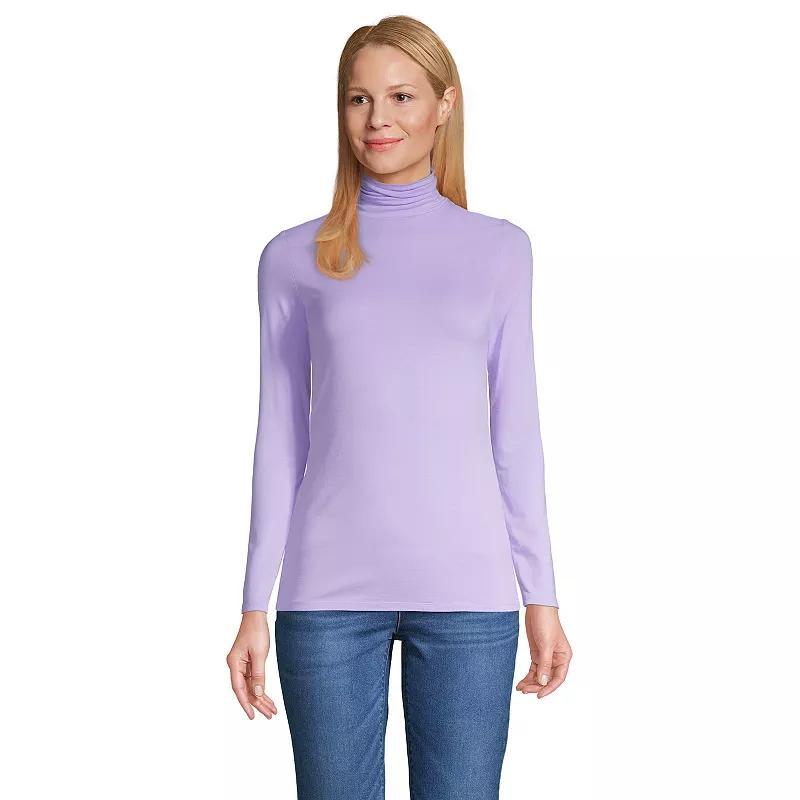 Petite Lands' End Lightweight Fitted Long Sleeve Turtleneck, Women's, Size: Small Petite, Estate Green Grey Product Image
