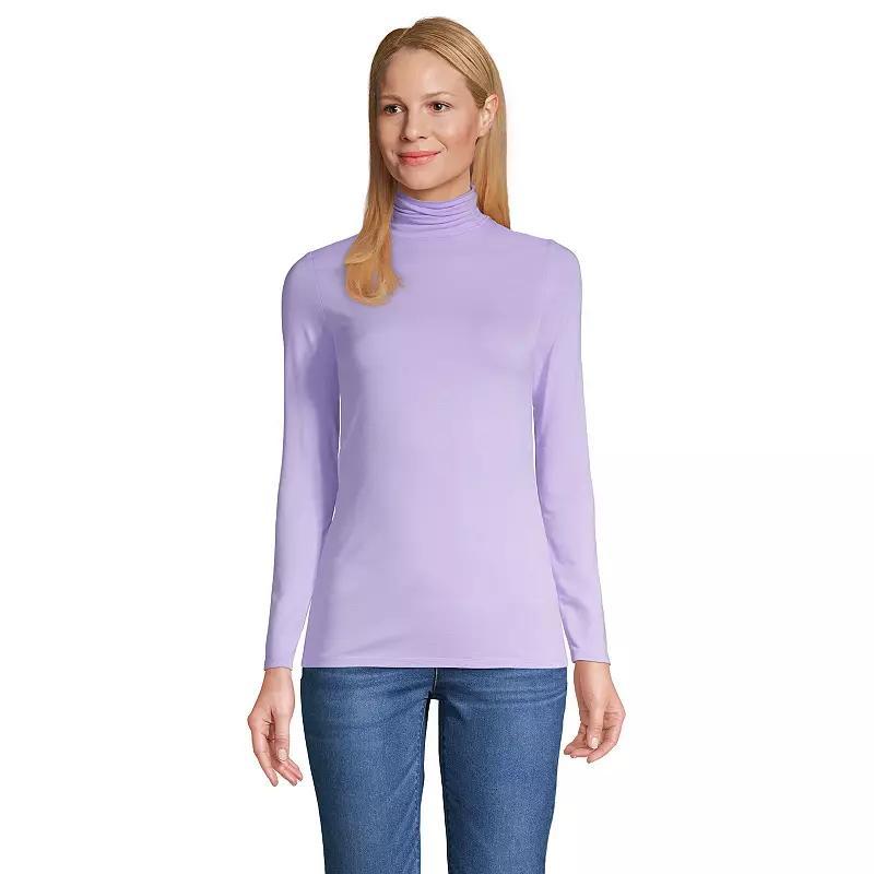Womens Lands End Lightweight Fitted Turtleneck Radiant Blue Product Image