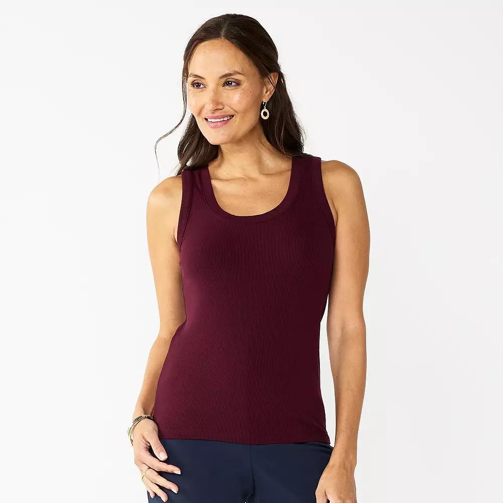 Women's Nine West Fitted Rib Tank Top, Size: Large, Maddie Purple Product Image