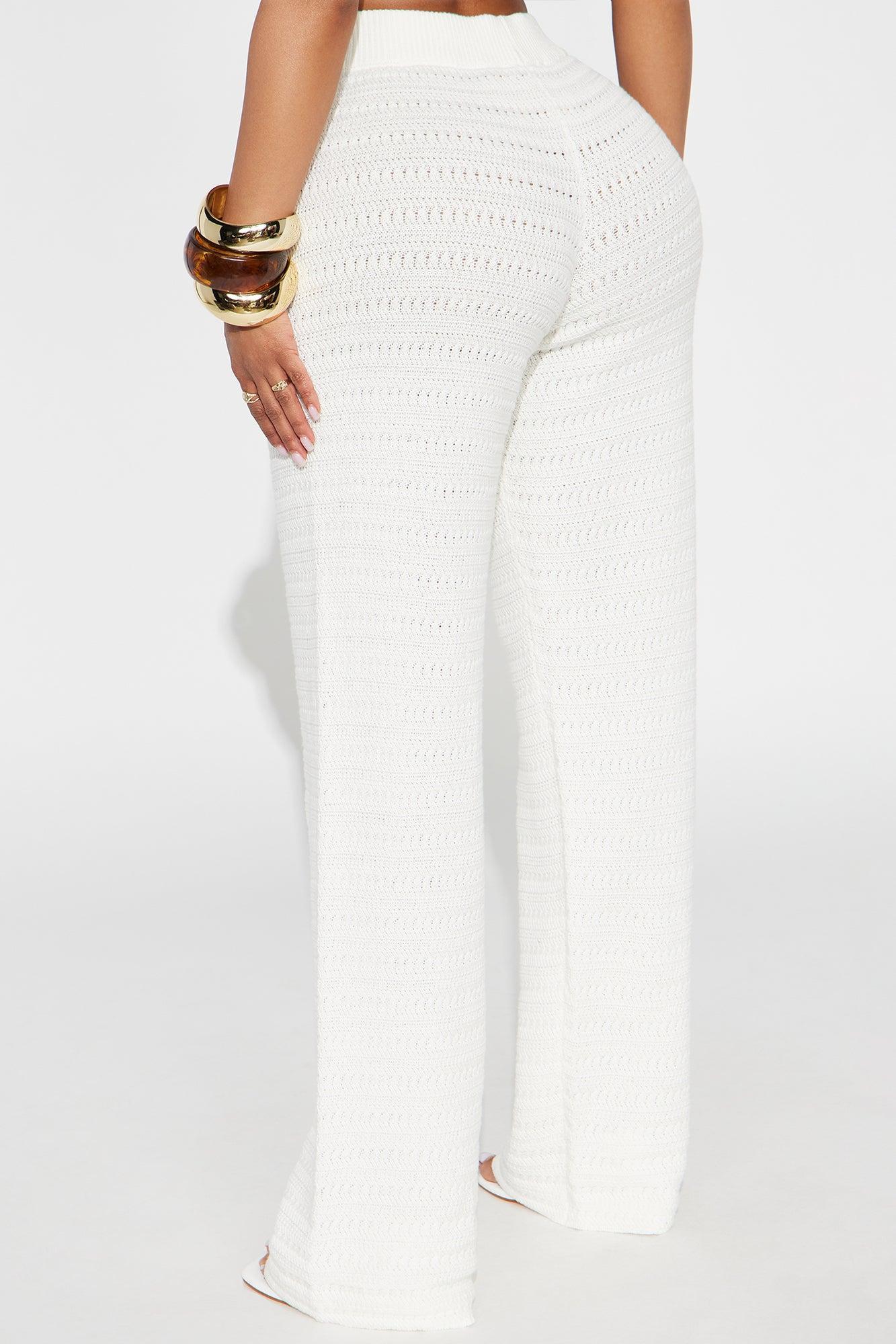 Live In Style Crochet Straight Leg Pant - White Product Image