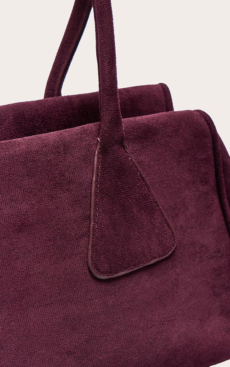 Plum Faux Suede Bowler Bag Product Image