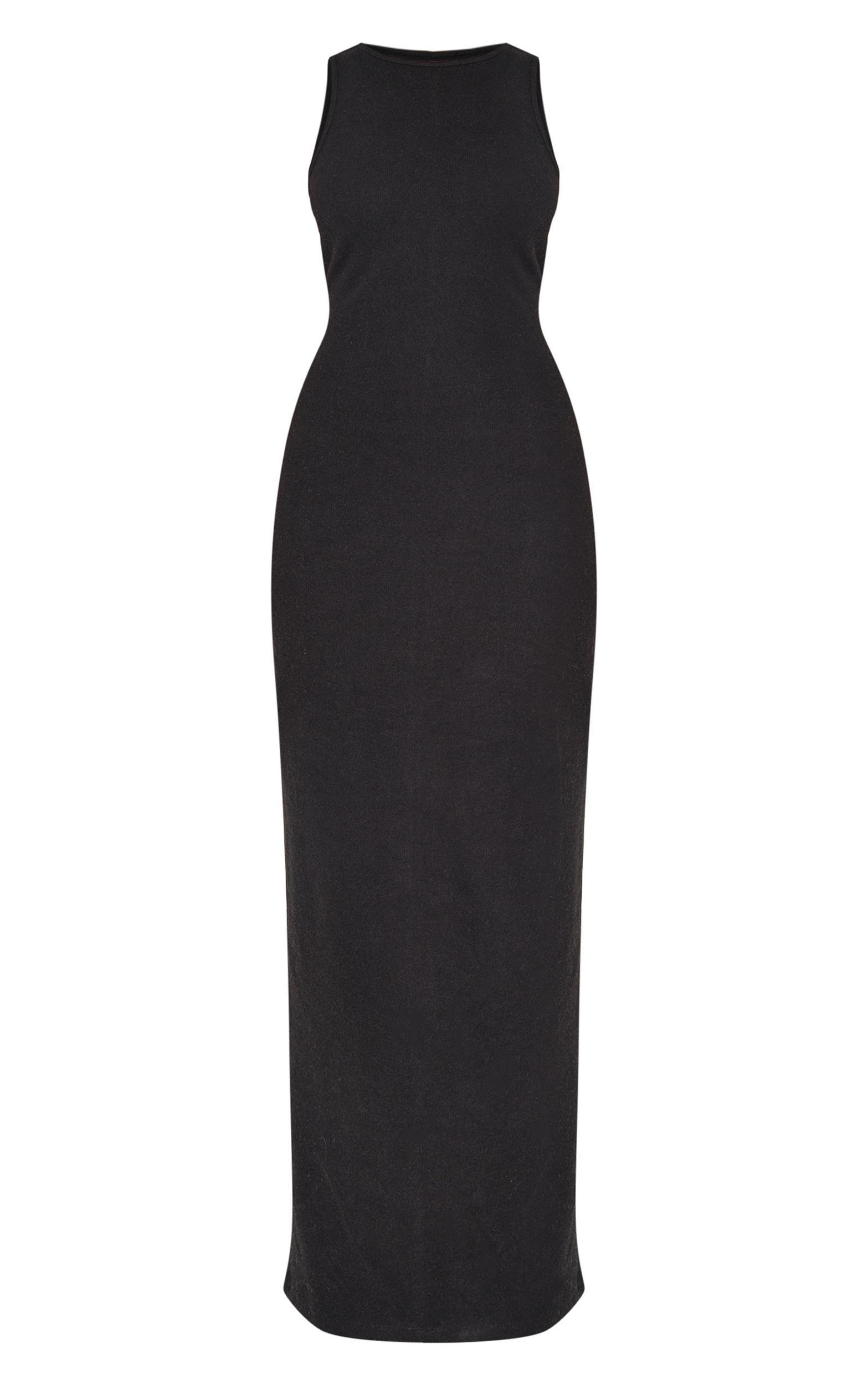 Black Heavy Rib Racer Sleeveless Maxi Dress Product Image