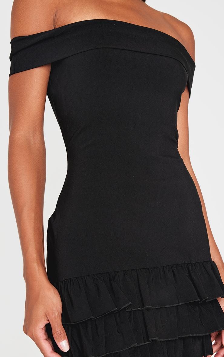Black Bardot Tiered Shift Dress Product Image