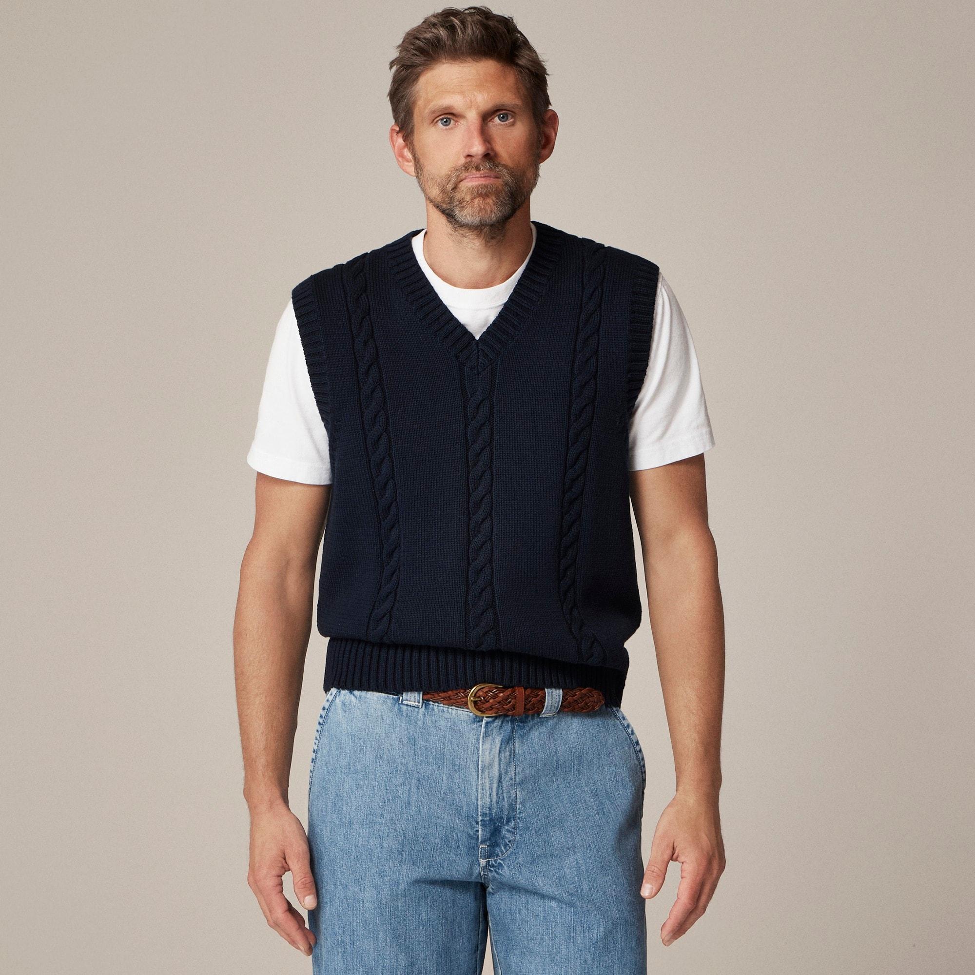 Cotton cable-knit sweater-vest Product Image
