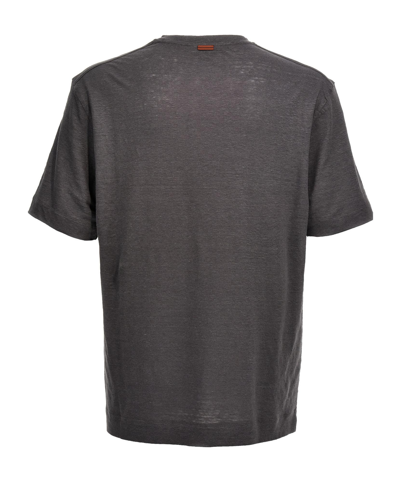 ZEGNA Linen Crew-neck T-shirt In Black Product Image