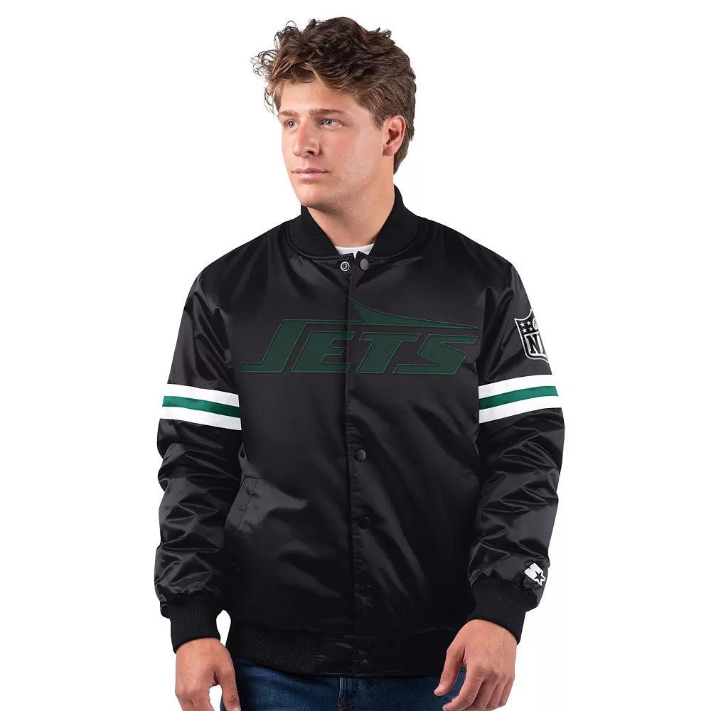 Men's Starter Black New York Jets New Logo Full-Snap Jacket, Size: Large Product Image