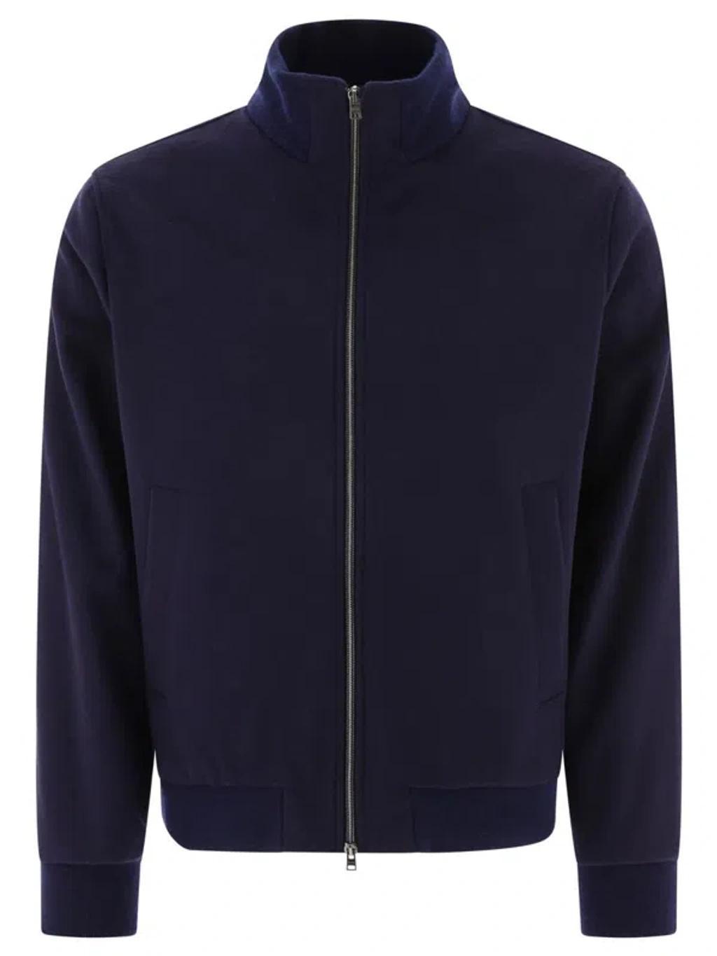 HERNO Wool Bomber Jacket In Blue Product Image