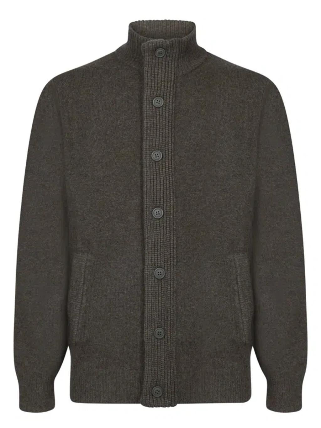 BARBOUR Essential Patc Zip Through Knitwear In Green Product Image