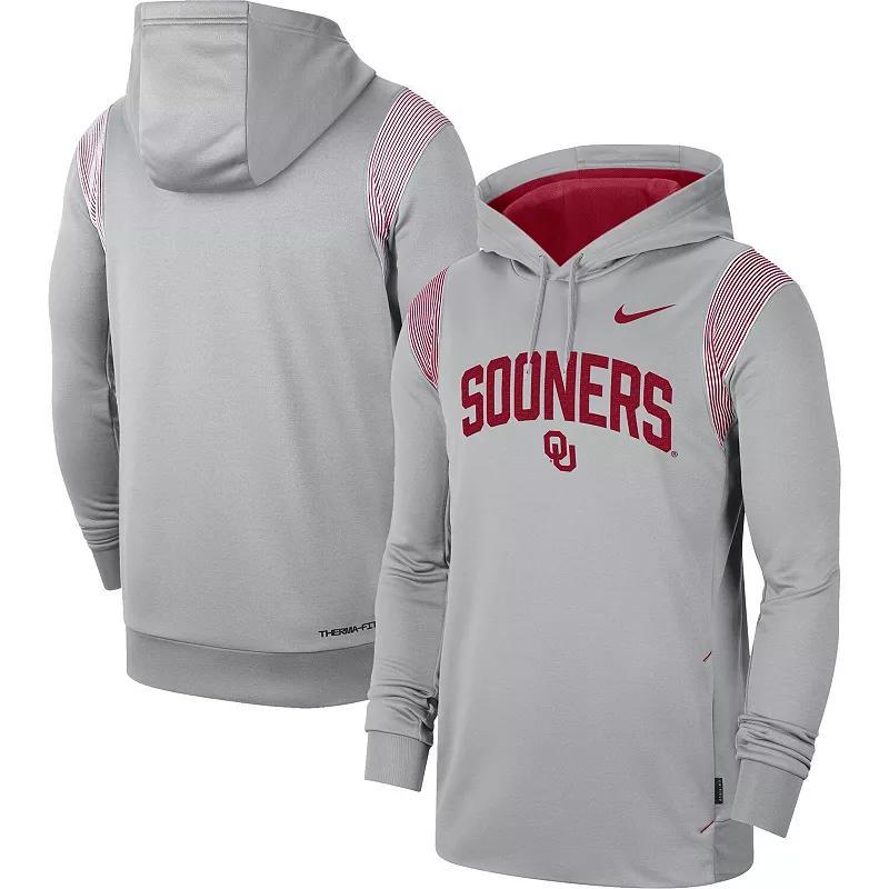 Men's Nike Gray Oklahoma Sooners 2022 Game Day Sideline Performance Pullover Hoodie, Size: Large, Grey Product Image