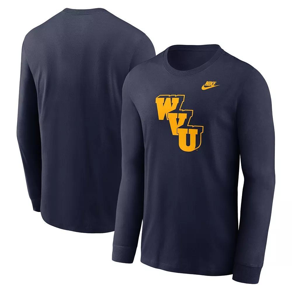 Men's Nike Navy West Virginia Mountaineers Legacy Primary Logo Long Sleeve T-Shirt, Size: Small, Blue Product Image
