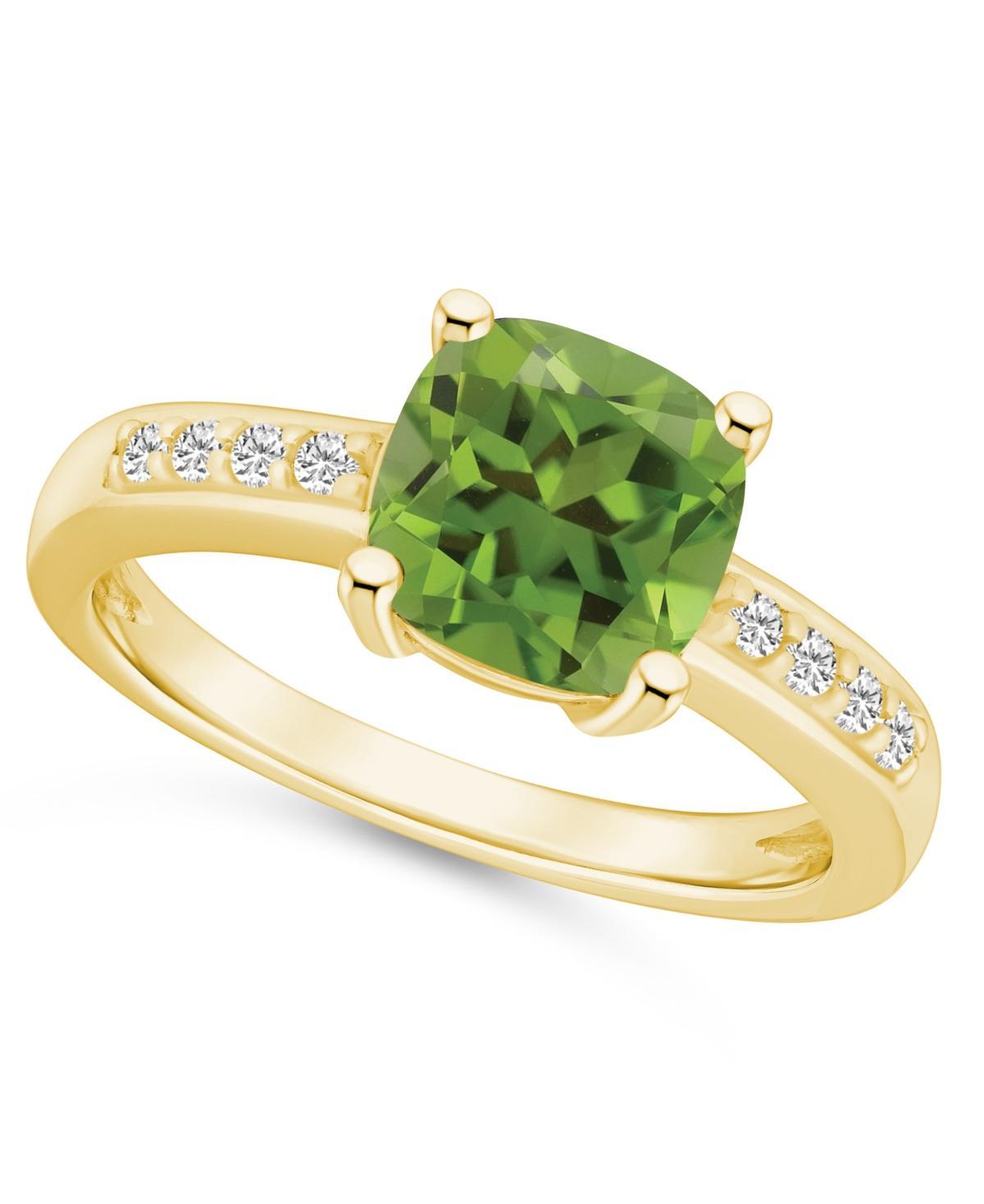 Alyson Layne 14k Gold Cushion Peridot & 1/8 Carat T.W. Diamond Ring, Women's, Size: 5 Product Image