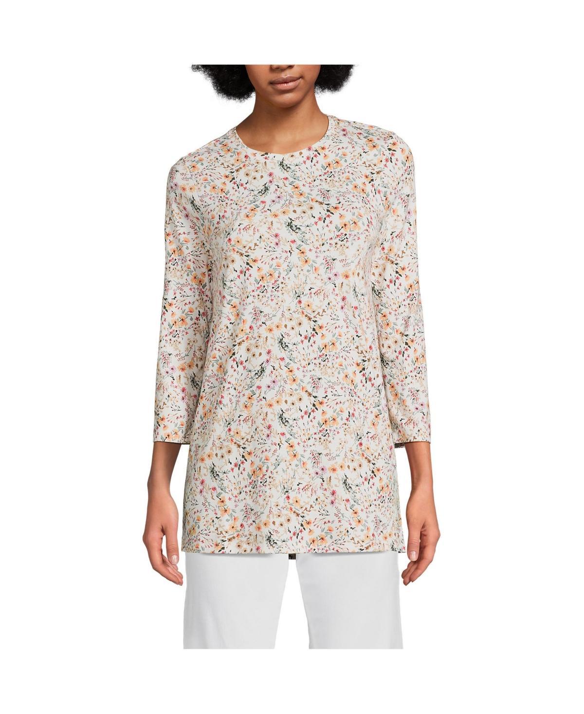 Women's Lands' End Supima Cotton Crewneck Tunic, Size: XL, Fresh Ivory Product Image