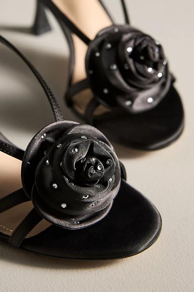 Lola Cruz 3D Gem Flower Slingback Heels Product Image