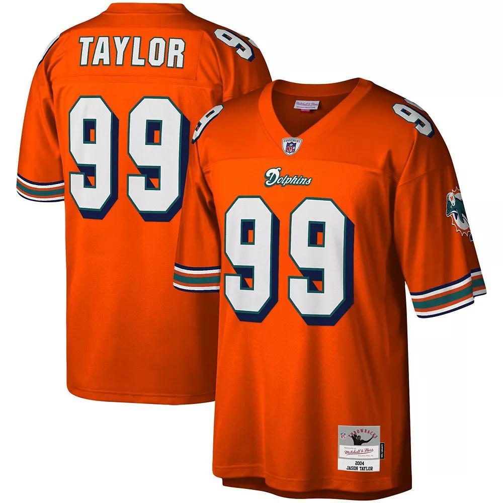 Men's Mitchell & Ness Jason Taylor Orange Miami Dolphins Big & Tall 2004 Retired Player Replica Jersey, Size: XLT Product Image