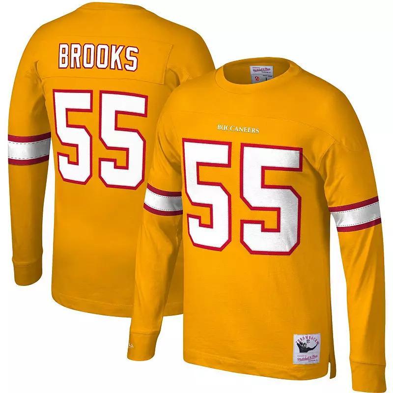 Mens Mitchell & Ness Derrick Brooks Tampa Bay Buccaneers Throwback Retired Player Name & Number Long Sleeve Top Product Image