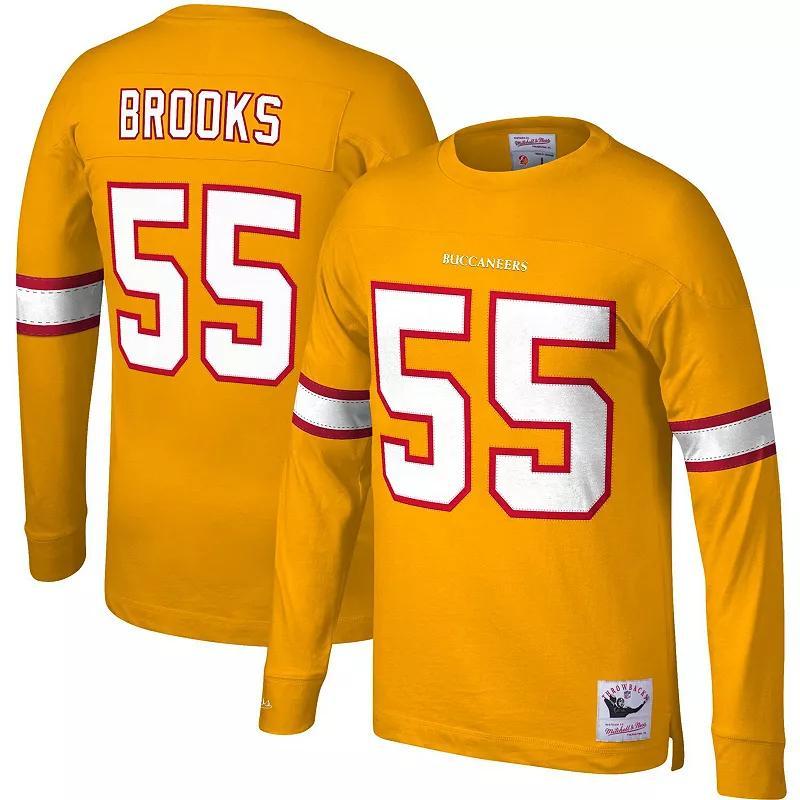 Mens Mitchell & Ness Derrick Brooks Tampa Bay Buccaneers Throwback Retired Player Name & Number Long Sleeve Top Product Image