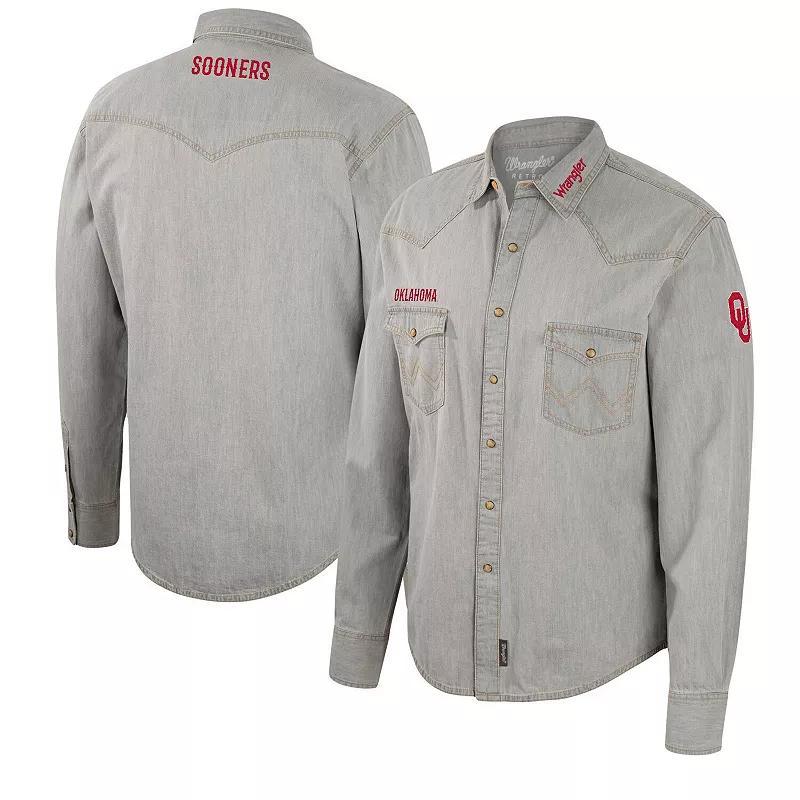 Men's Colosseum x Wrangler Gray West Virginia Mountaineers Cowboy Cut Western Full-Snap Long Sleeve Shirt, Size: XL, Grey Product Image
