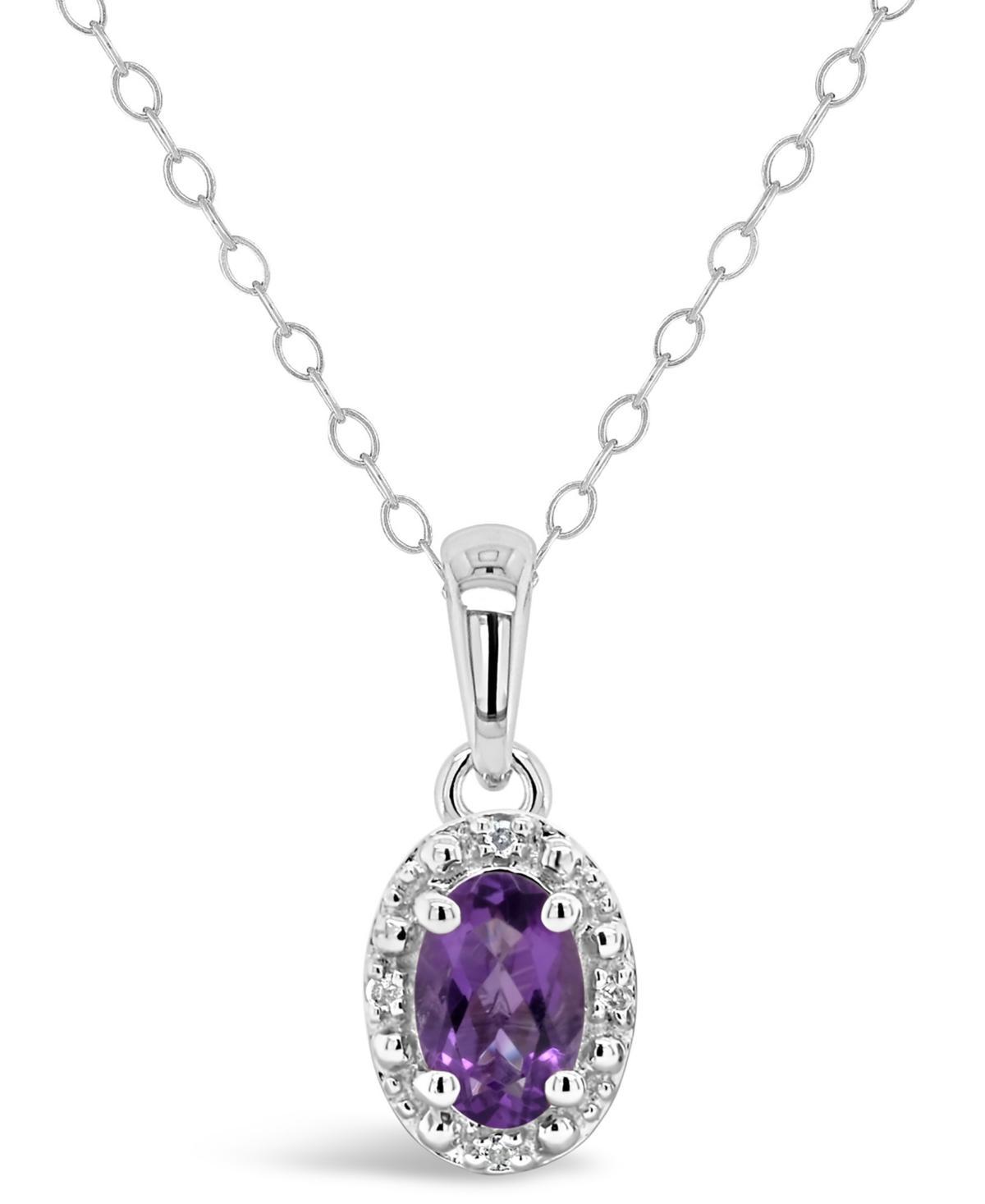 Celebration Gems Sterling Silver Gemstone & Diamond Accent Pendant Necklace, Womens Purple Product Image
