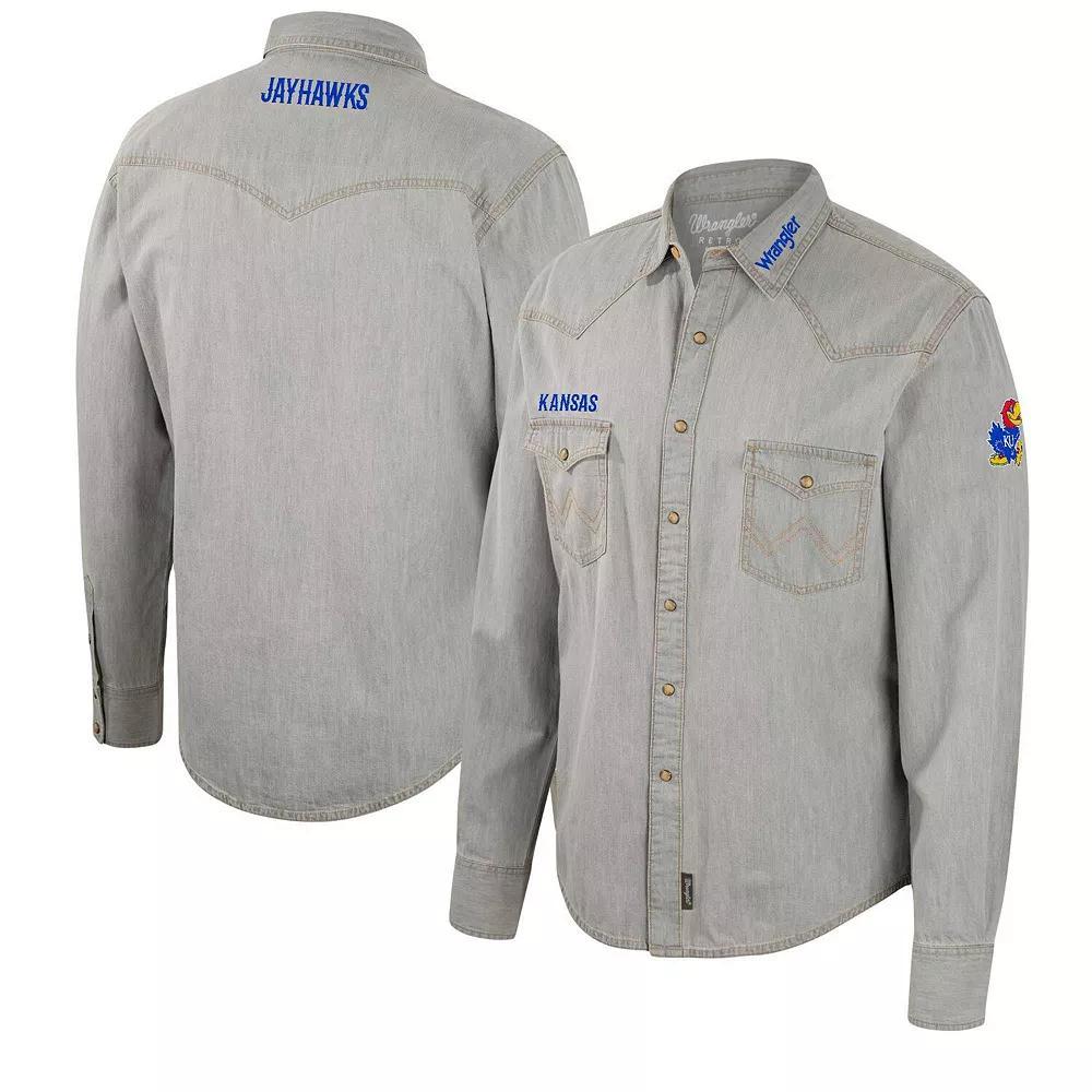 Men's Colosseum x Wrangler Gray West Virginia Mountaineers Cowboy Cut Western Full-Snap Long Sleeve Shirt, Size: XL, Grey Product Image