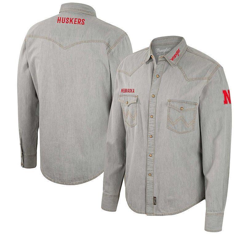 Men's Colosseum x Wrangler Gray West Virginia Mountaineers Cowboy Cut Western Full-Snap Long Sleeve Shirt, Size: XL, Grey Product Image