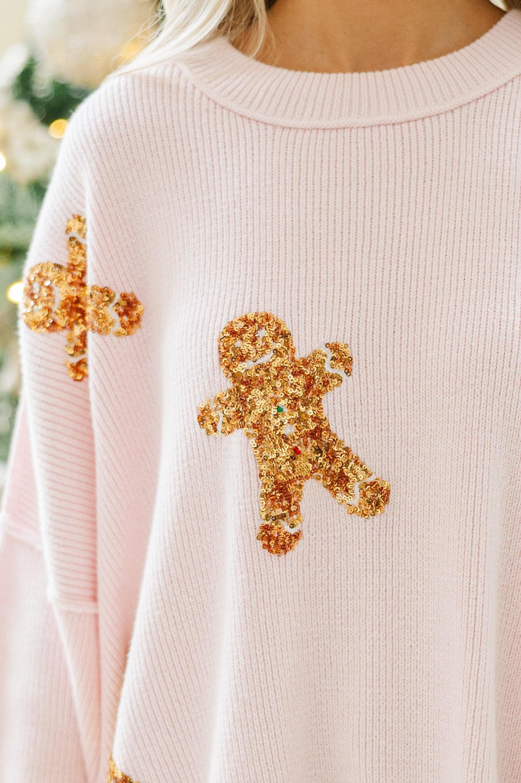 Sweet Tooth Light Pink Gingerbread Sweater Female Product Image