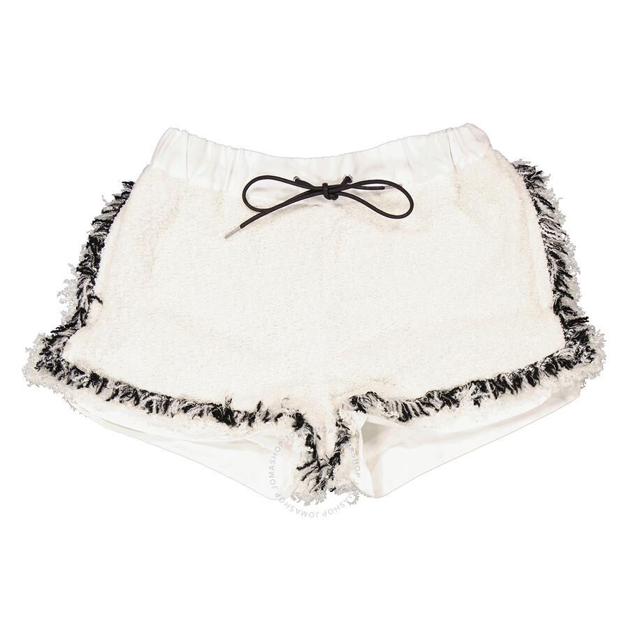SACAI Ladies Off White High-waisted Tweed Shorts Product Image