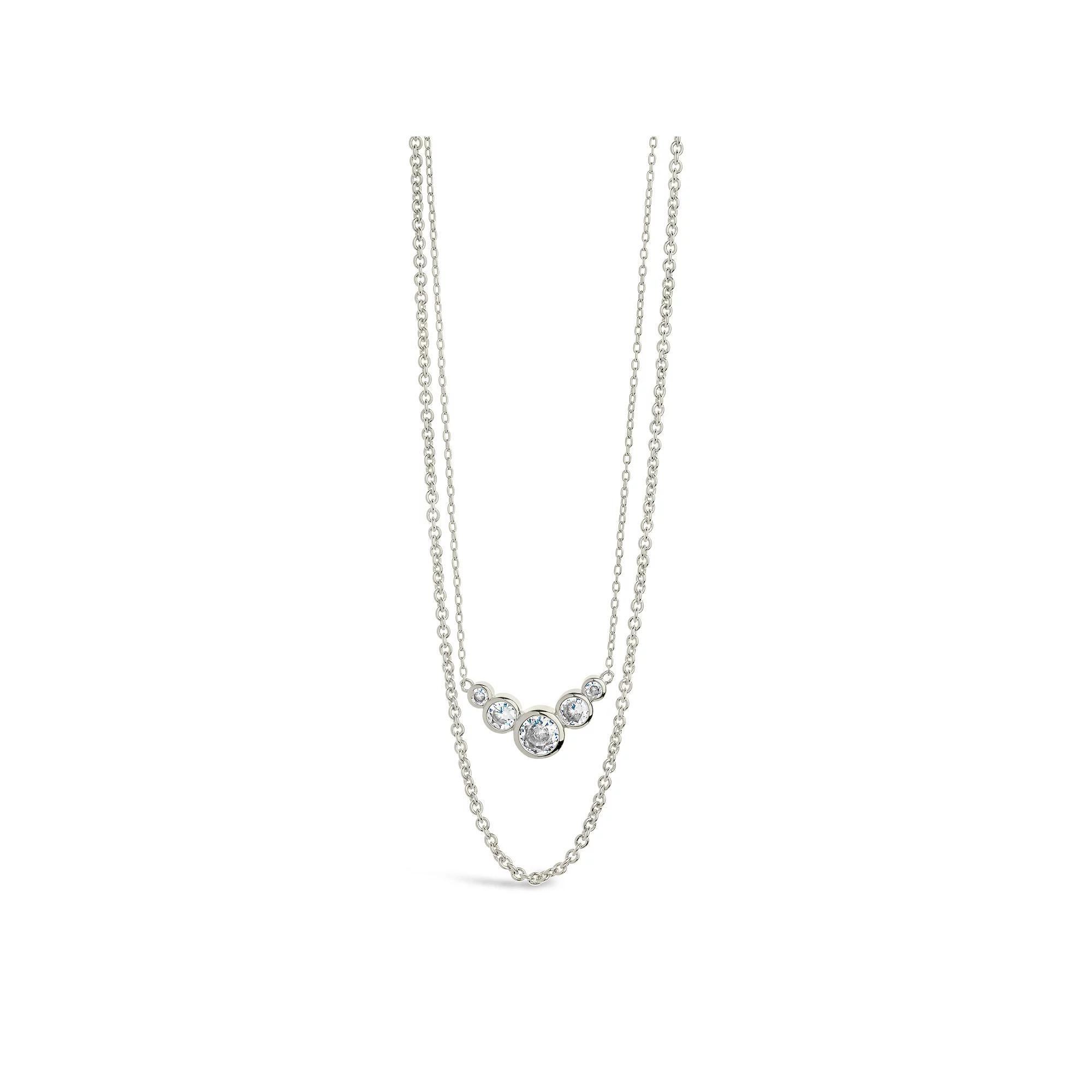 MC Collective Cubic Zirconia Bezel Layered Chain Necklace, Women's, Size: 16/18+2", Silver Tone Product Image