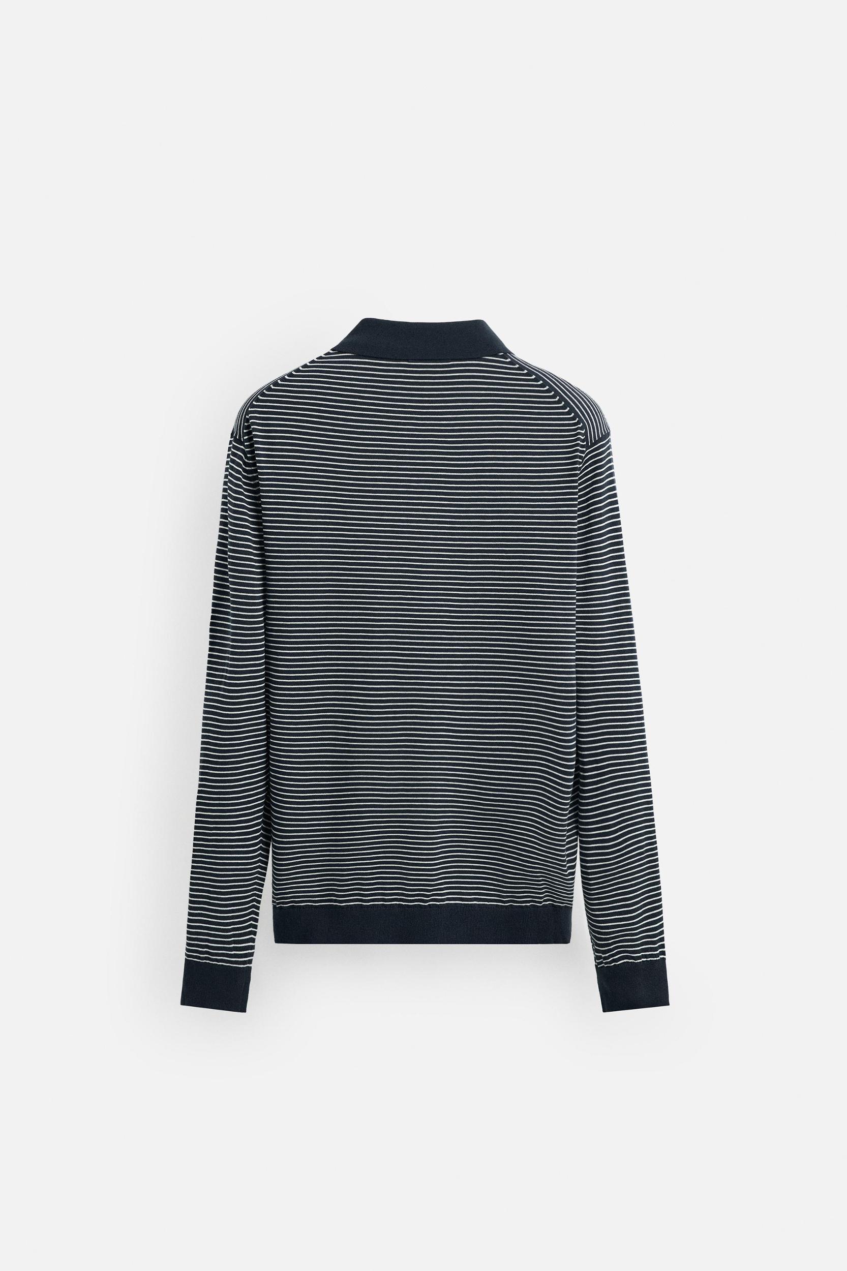 STRIPED KNIT POLO SHIRT Product Image