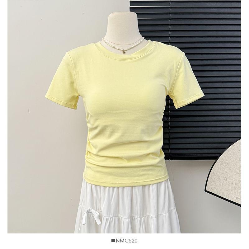 Plain Ruched Crop Tee Product Image