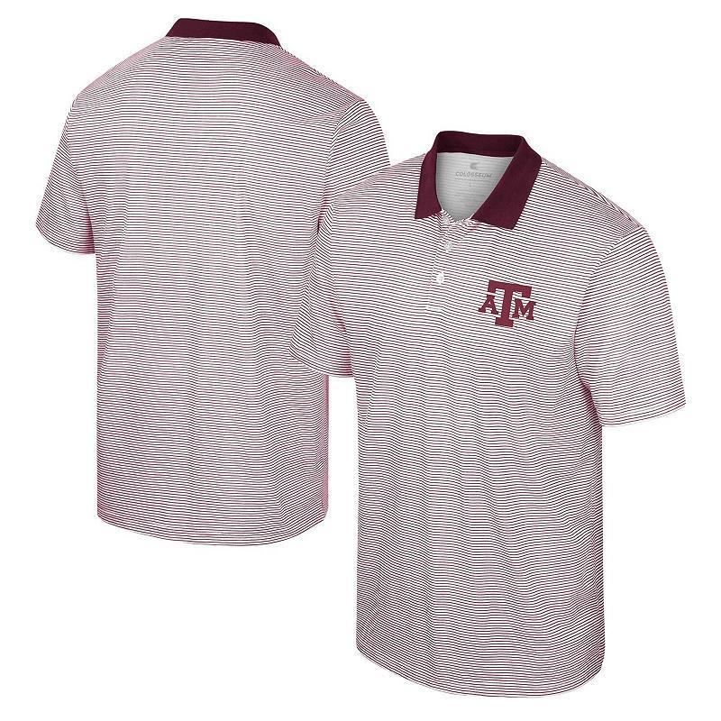 Men's Colosseum White/Maroon Texas A&M Aggies Print Stripe Polo, Size: XXL Product Image
