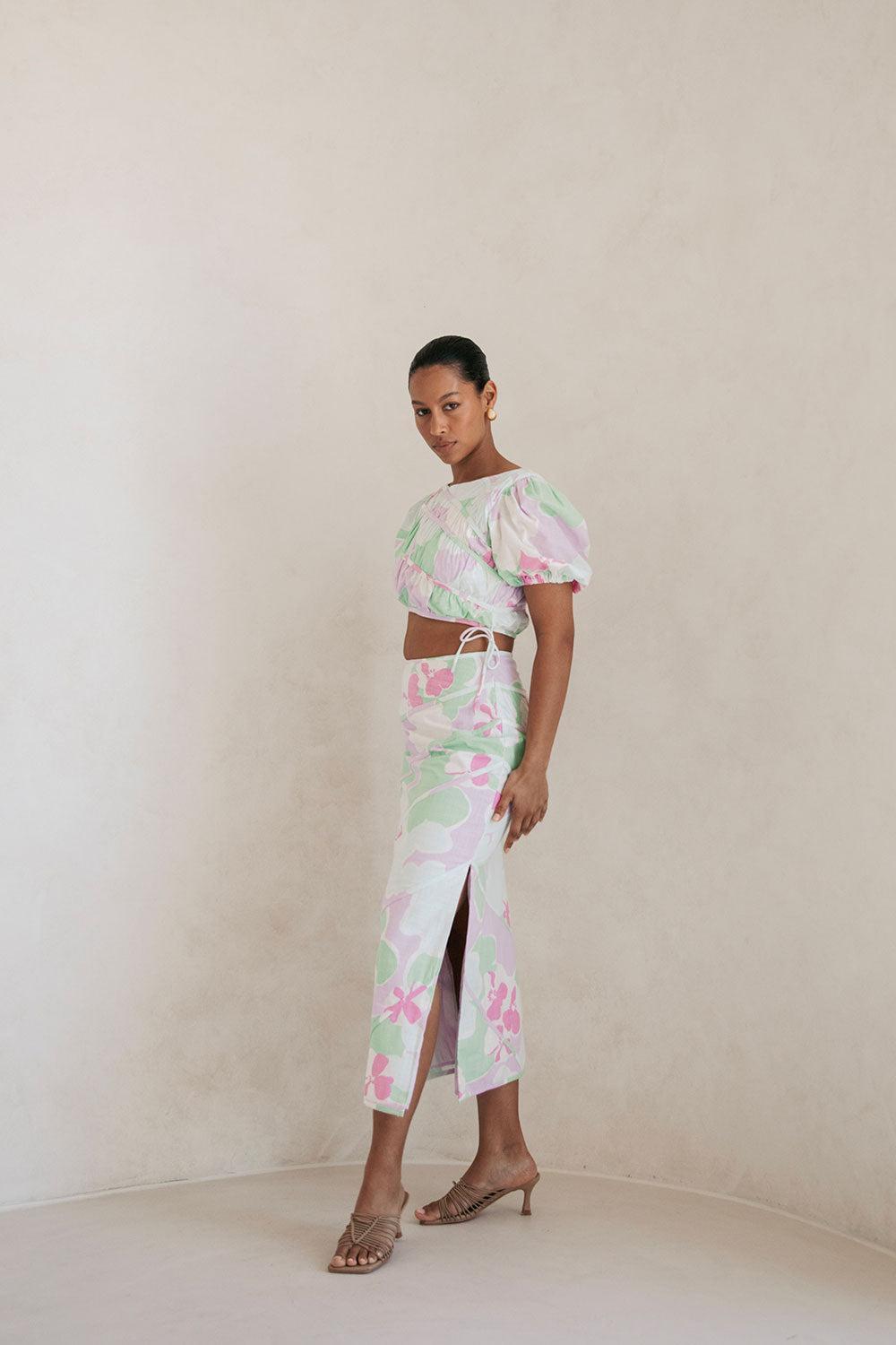 Elika Midi Skirt - Misty Floral Product Image
