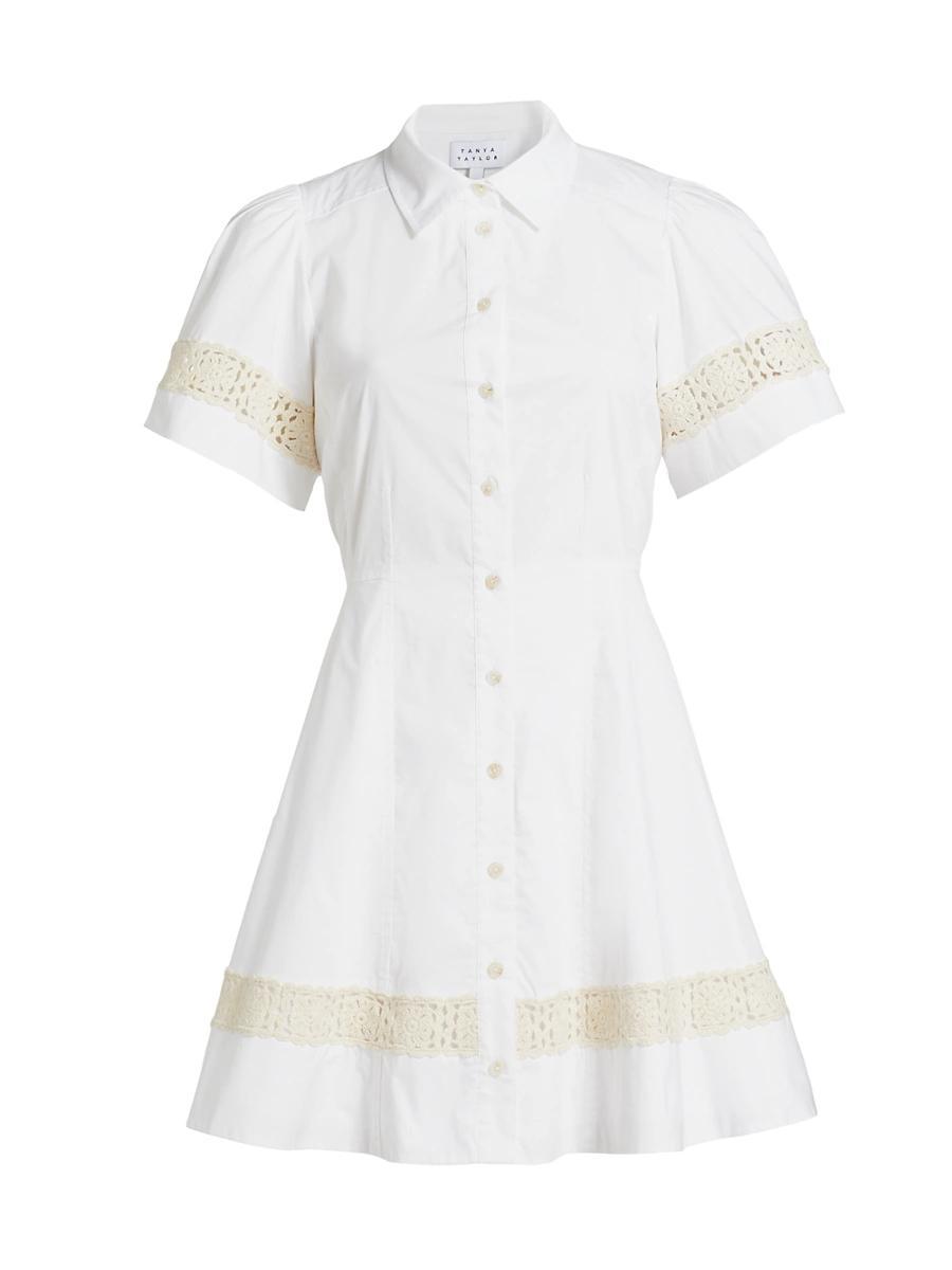 Womens Corinne Crochet-Trim Mini Shirtdress Product Image