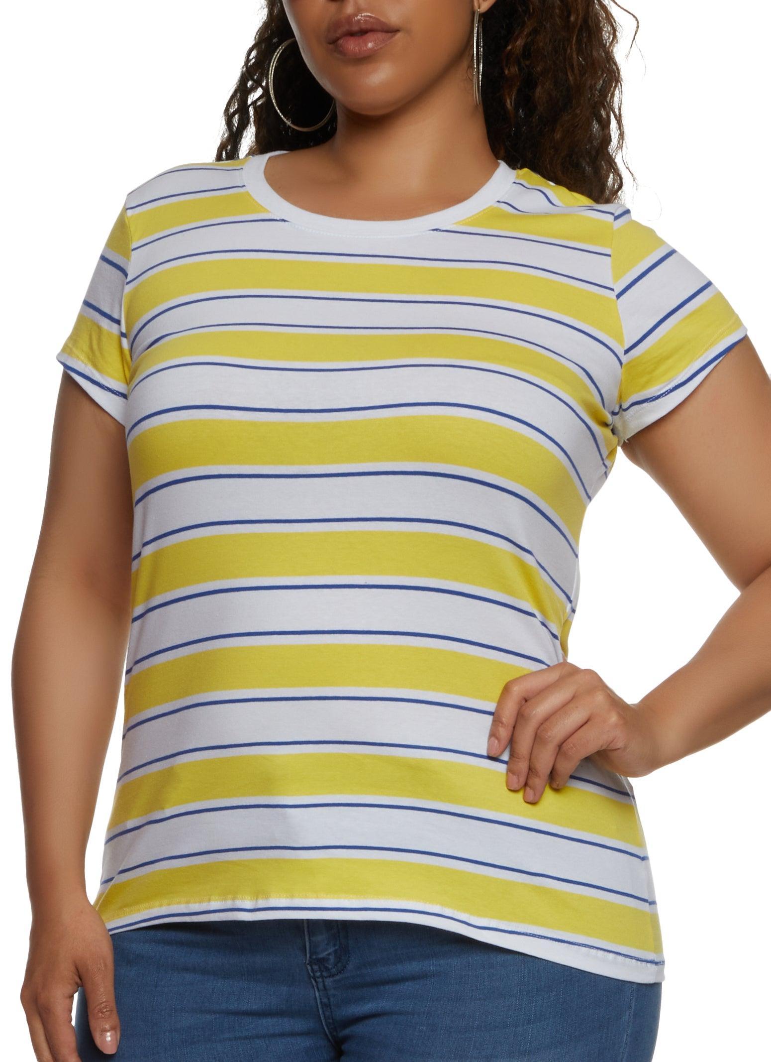 Womens Plus Size Striped Crew Neck Top Product Image