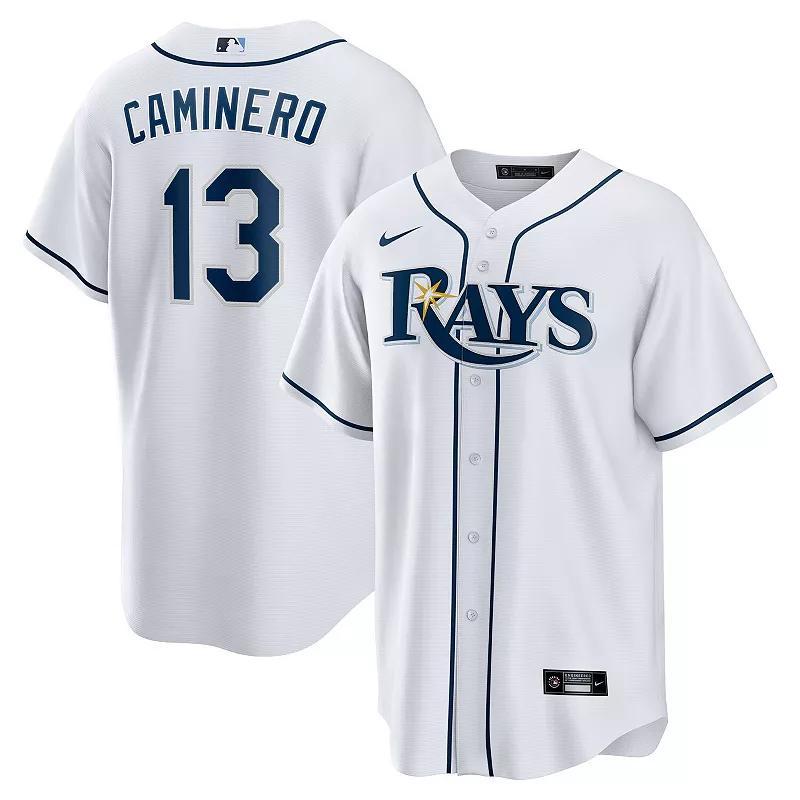 Men's Nike Junior Caminero White Tampa Bay Rays Home Replica Player Jersey, Size: 2XL Product Image