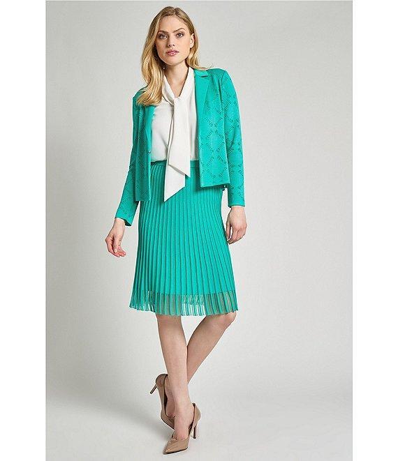 Ming Wang Soft Knit Burnout Notch Lapel Long Sleeve Jacket Product Image