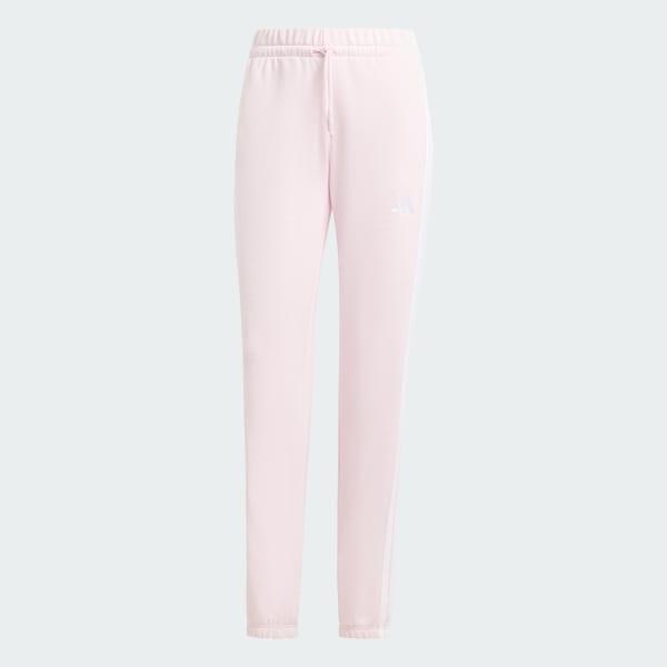 Women's adidas Essentials 3-Stripes French Terry Cuffed Sportswear Pants, Size: Small, Clear Pink White Product Image