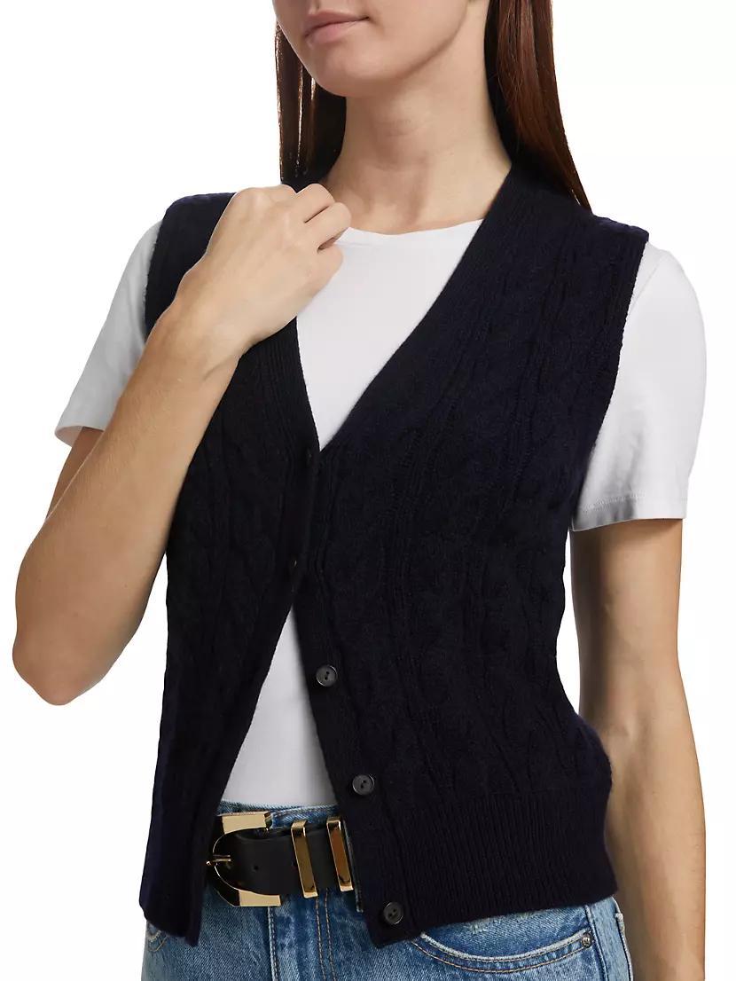 Cable-Knit Wool & Cashmere Vest Product Image