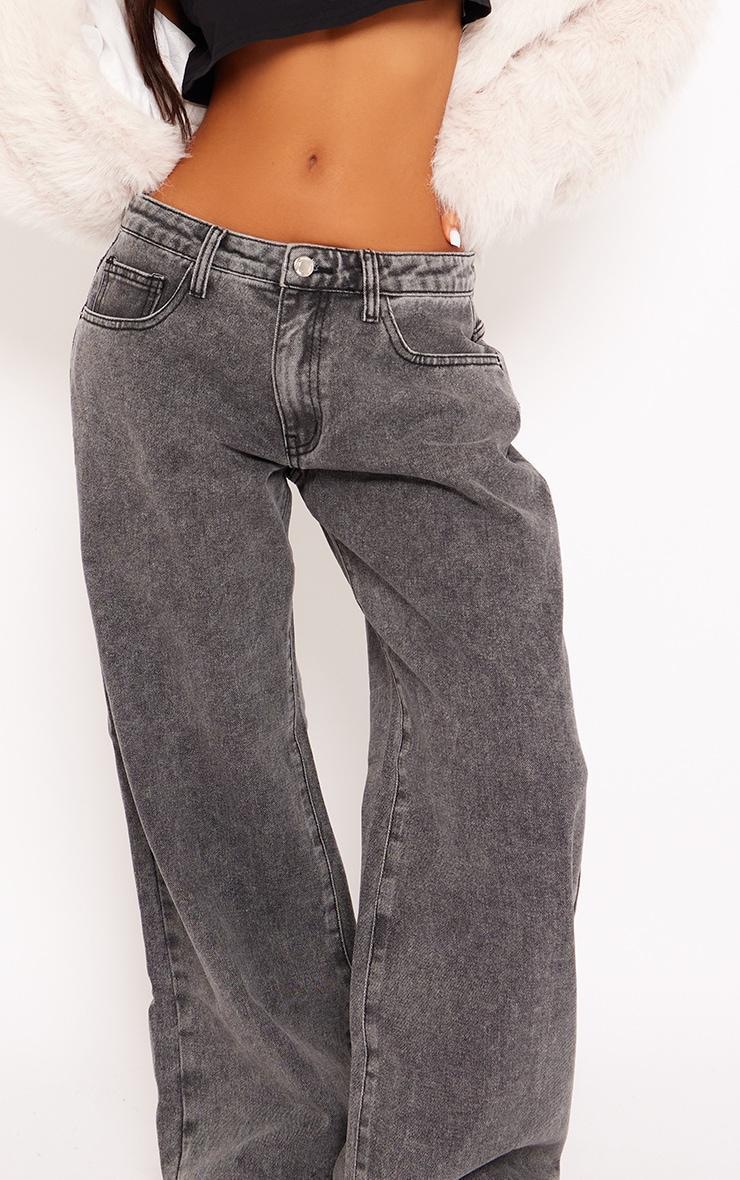 Petite Washed Grey Low Rise Boyfriend Jeans Product Image