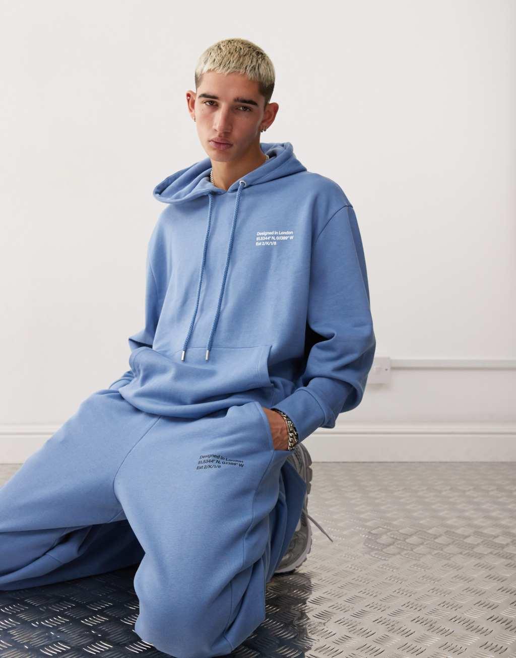 COLLUSION Relaxed skate sweatpants in blue - part of a set Product Image