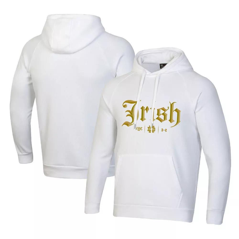Men's Under Armour White Notre Dame Fighting Irish 2024 Shamrock Series Rival Fleece Pullover Hoodie, Size: Medium Product Image