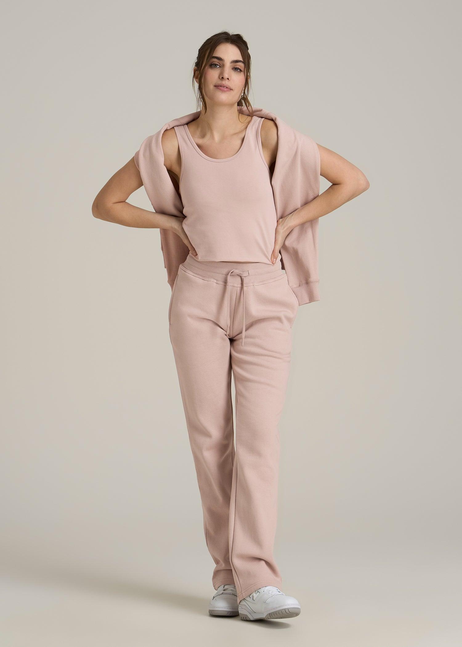 Wearever Fleece Open-Bottom Sweatpants for Tall Women in Desert Rose Product Image