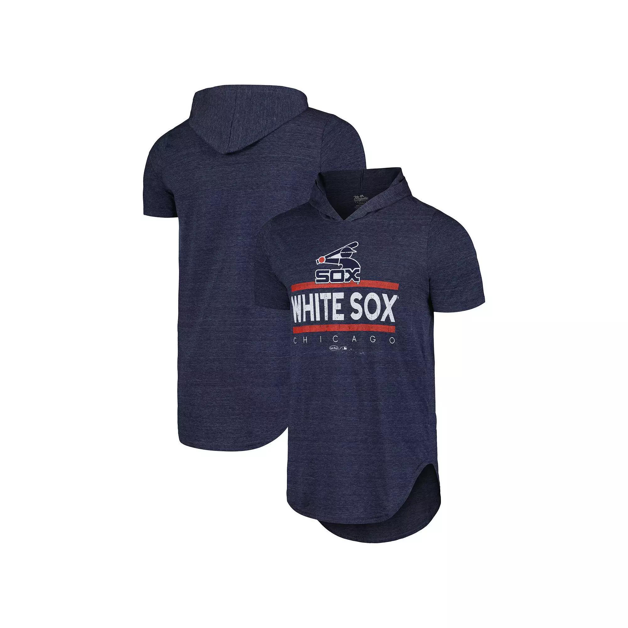 Men's Majestic Threads Navy Chicago White Sox Tri-Blend Hoodie T-Shirt, Size: Medium, Blue Product Image
