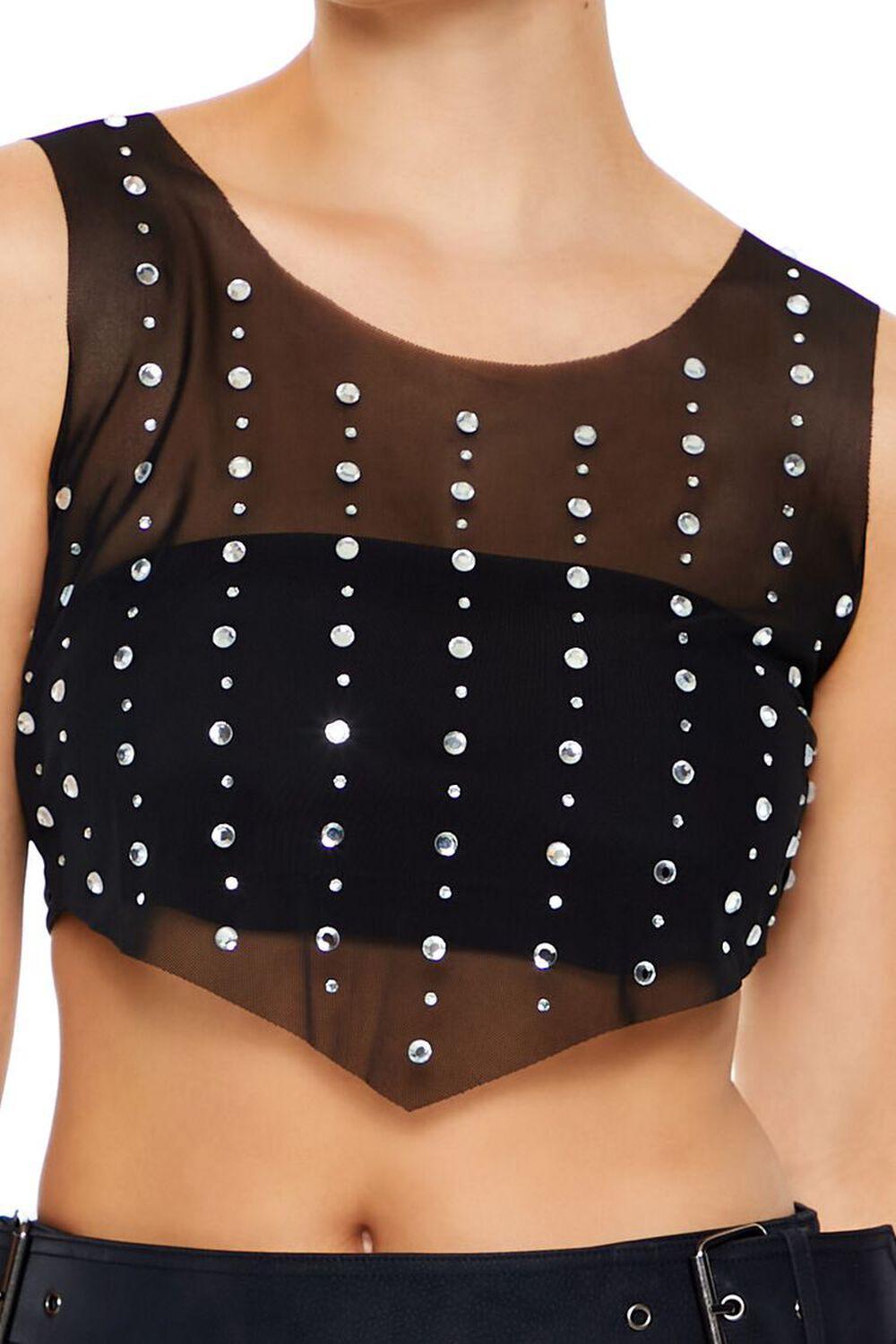 Mesh Faux Gem Crop Top | Forever 21 Product Image